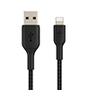 Cable Belkin USB-A a Lightning, Trenzado, 1mts, Negro                 