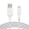 Cable Belkin USB-A a Lightning, Trenzado, 1mts, Blanco                