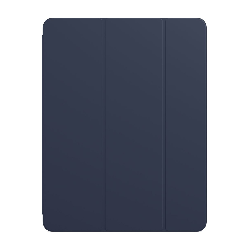 Funda Apple Smart Folio iPad Pro 12.9" 5ta Gen Azul Marino Intenso. La funda Smart Folio para el iPad Pro está compuesta por una sola pieza de poliuretano que lo protege por ambos lados. Esta funda activa el iPad Pro cuando la abres y lo pone en reposo cuando la cierras. Puedes plegarla fácilmente en diferentes posiciones para crear una base que te permite leer, ver videos, escribir o hacer llamadas de FaceTime.
