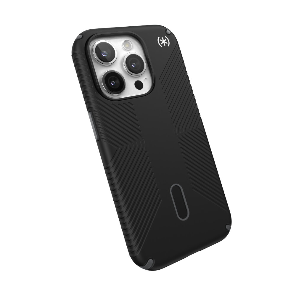 Speck Presidio2 Grip Presidio® 2 Grip es un dispositivo súper protector y fácil de llevar en el bolsillo. estuche con acabado suave al tacto para mayor comodidad Innovadores puños invertidos antideslizantes. Disponible con el revolucionario Speck ClickLock™ y accesorios* que hacen que el uso del iPhone y MagSafe sea aún mejor. *Los accesorios ClickLock se venden por separado Tecología ClickLock anti deslizamientos y agarre seguro MagSafe compatible Hasta 4 mts de protección Suave al tacto