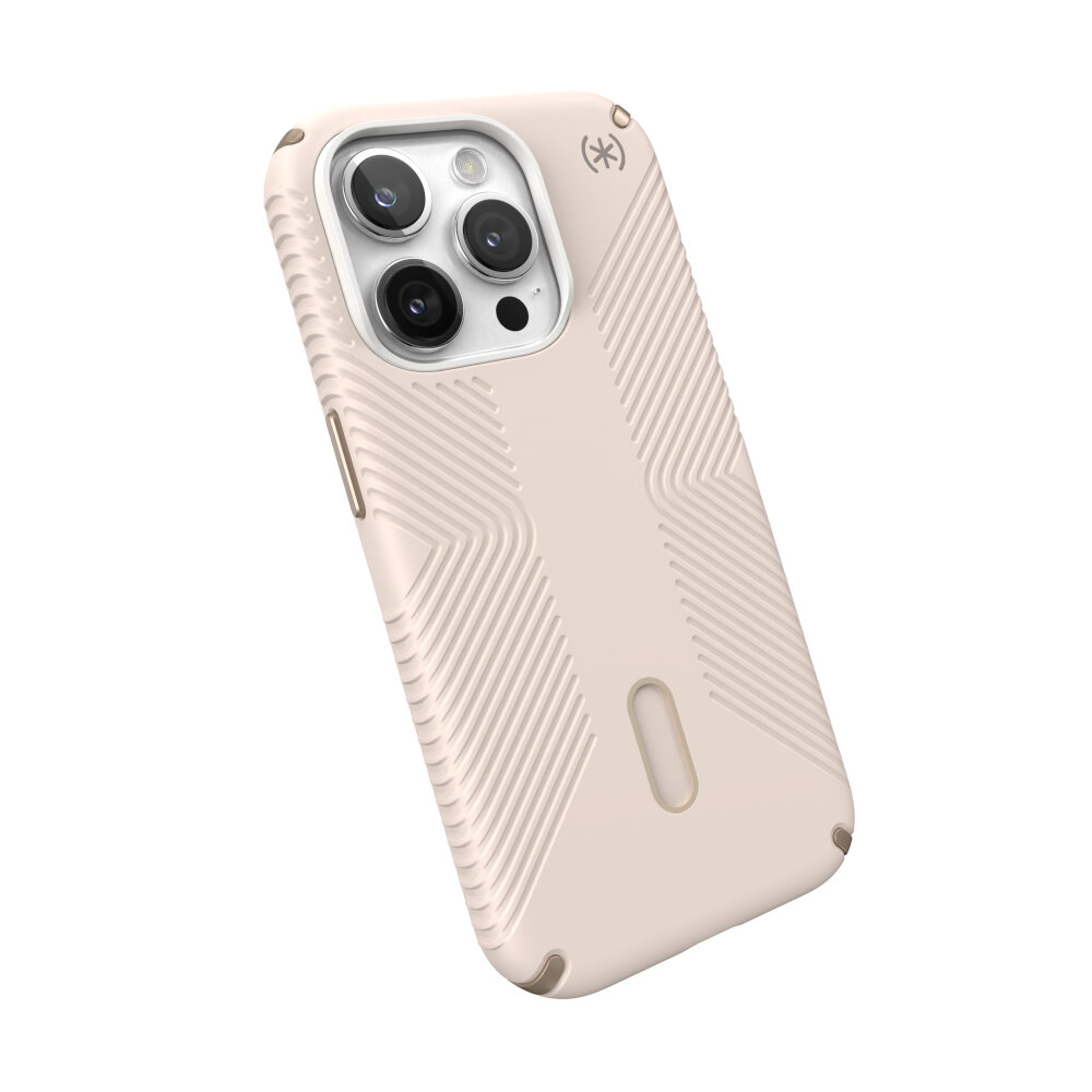 Speck Presidio2 Grip Presidio® 2 Grip es un dispositivo súper protector y fácil de llevar en el bolsillo. estuche con acabado suave al tacto para mayor comodidad Innovadores puños invertidos antideslizantes. Disponible con el revolucionario Speck ClickLock™ y accesorios* que hacen que el uso del iPhone y MagSafe sea aún mejor. *Los accesorios ClickLock se venden por separado Tecología ClickLock anti deslizamientos y agarre seguro MagSafe compatible Hasta 4 mts de protección Suave al tacto