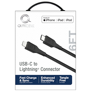 Cable Quikcell USB-C a Lightning - 1.8 - Negro                        