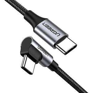 Cable Ugreen 50125, USB-C a USB-C En Angulo, 2mts, Negro