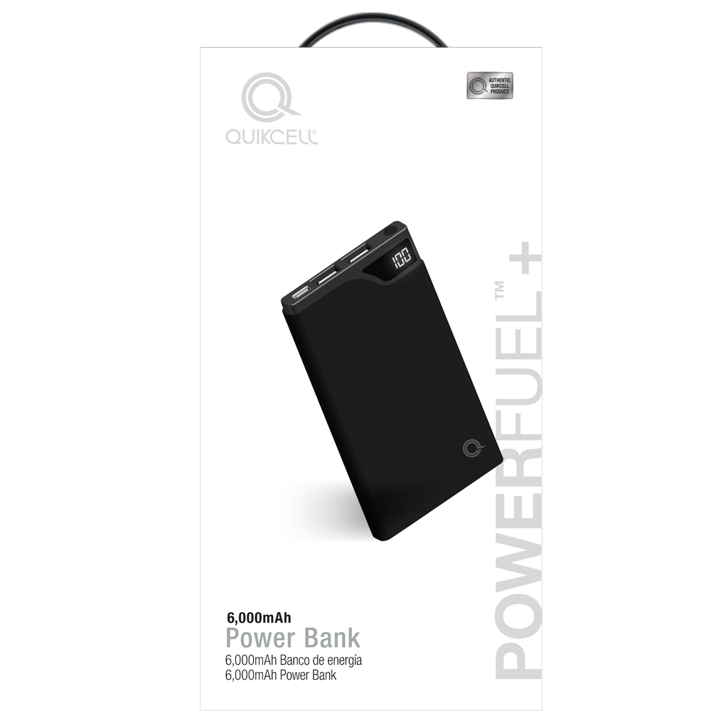La batería portátil Quikcell ofrece una capacidad de carga de 6000mah de alta duración a través de dos tomas USB. Cargue su Smartphone y tablet de forma simultánea y rápida.
Compatible con todas las marcas de telefonia celular , incluye cable USB